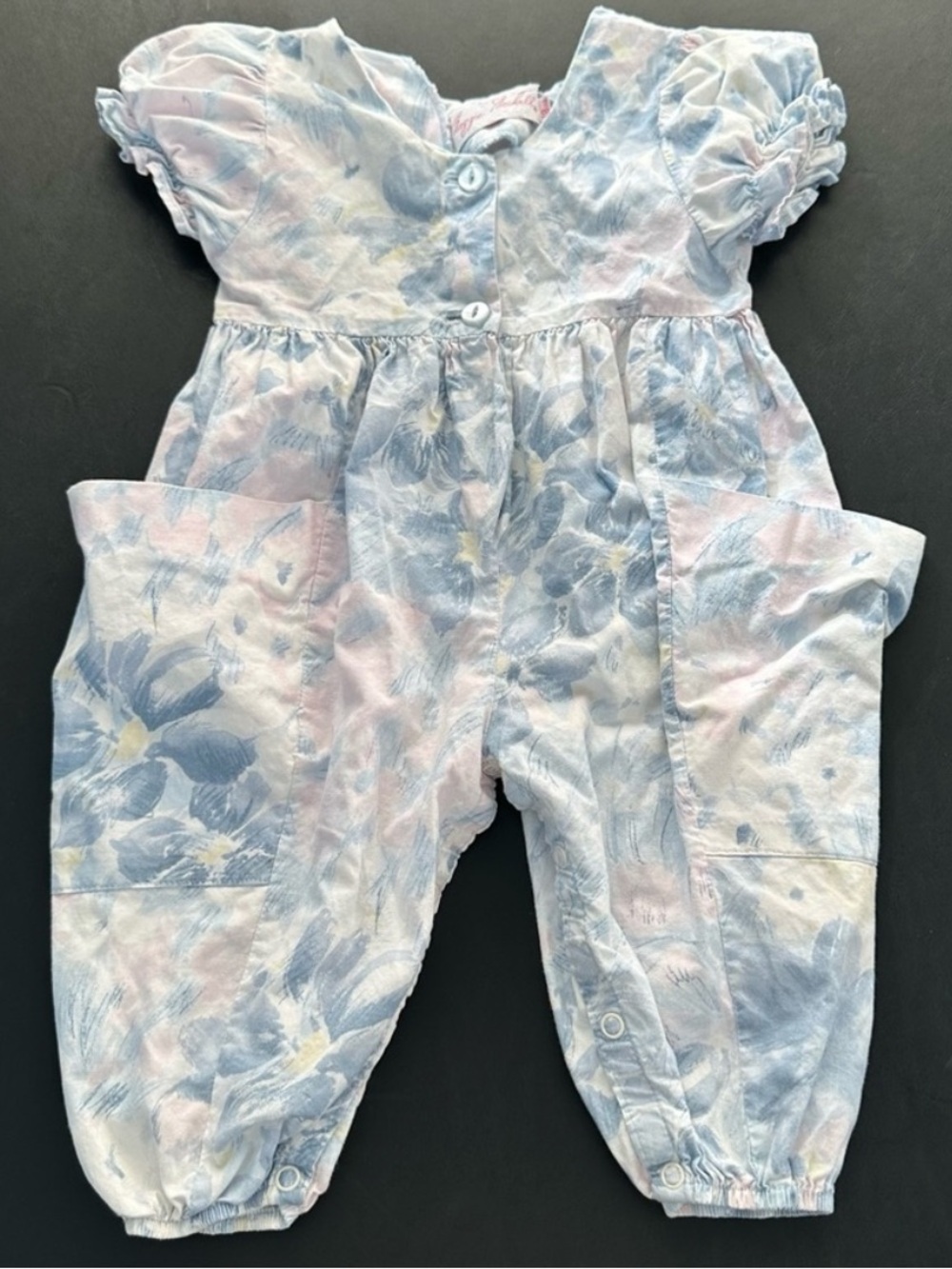 Vintage SPECIAL Heirloom 80s 90s Baby Romper 18M Pastel Floral Cottagecore 18mo